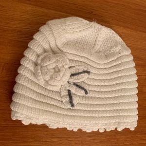 White winter Hat with flower